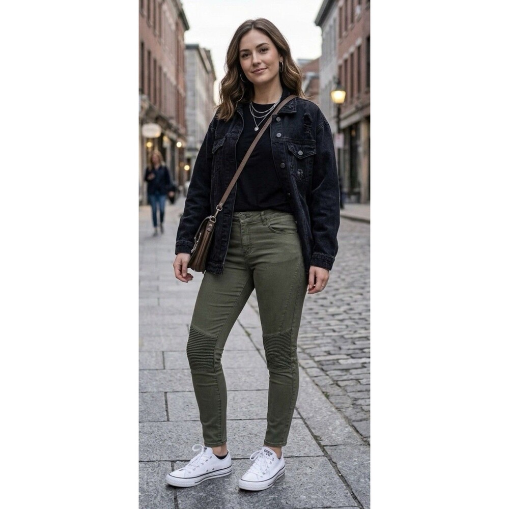 Pistola Audrey Moto Skinny Jeans Olive Green Size 33 5-Pocket Biker